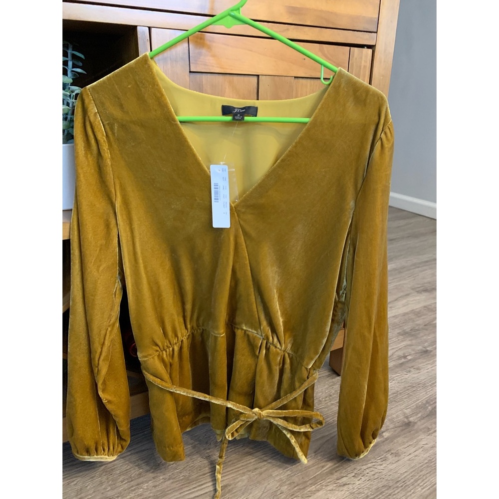 Faux-wrap top in drapey velvet